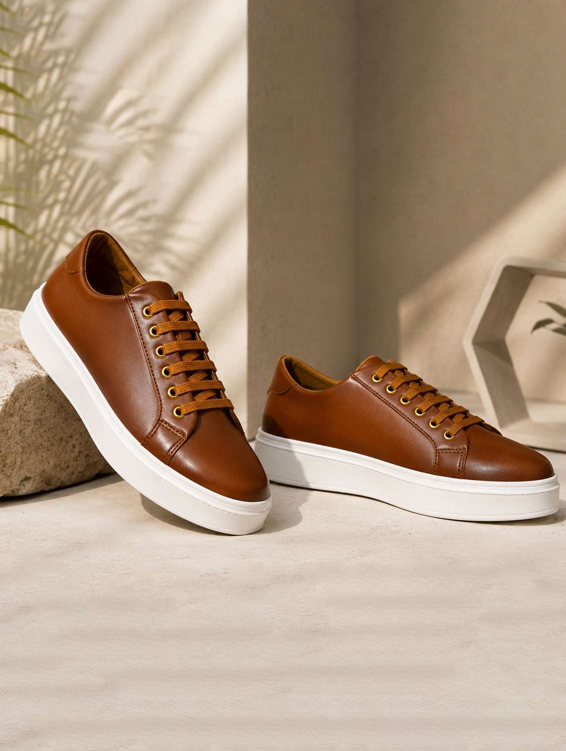 men solid lace up sneakers - 22572205 -  Standard Image - 1