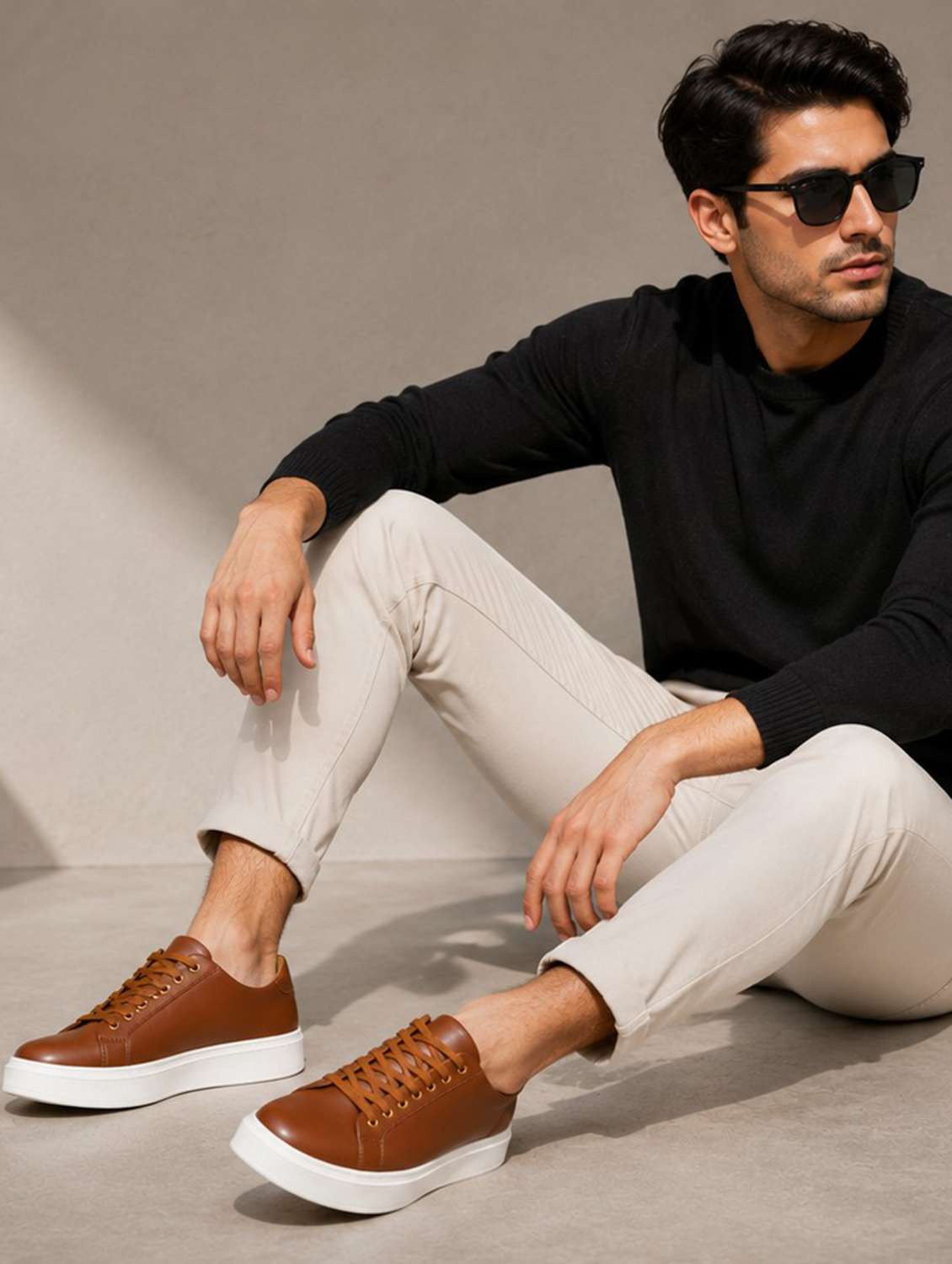 men solid lace up sneakers - 22572205 -  Standard Image - 4