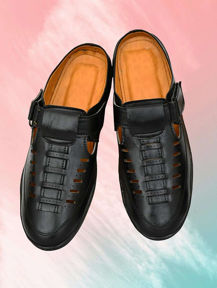 men textured slip on sandal