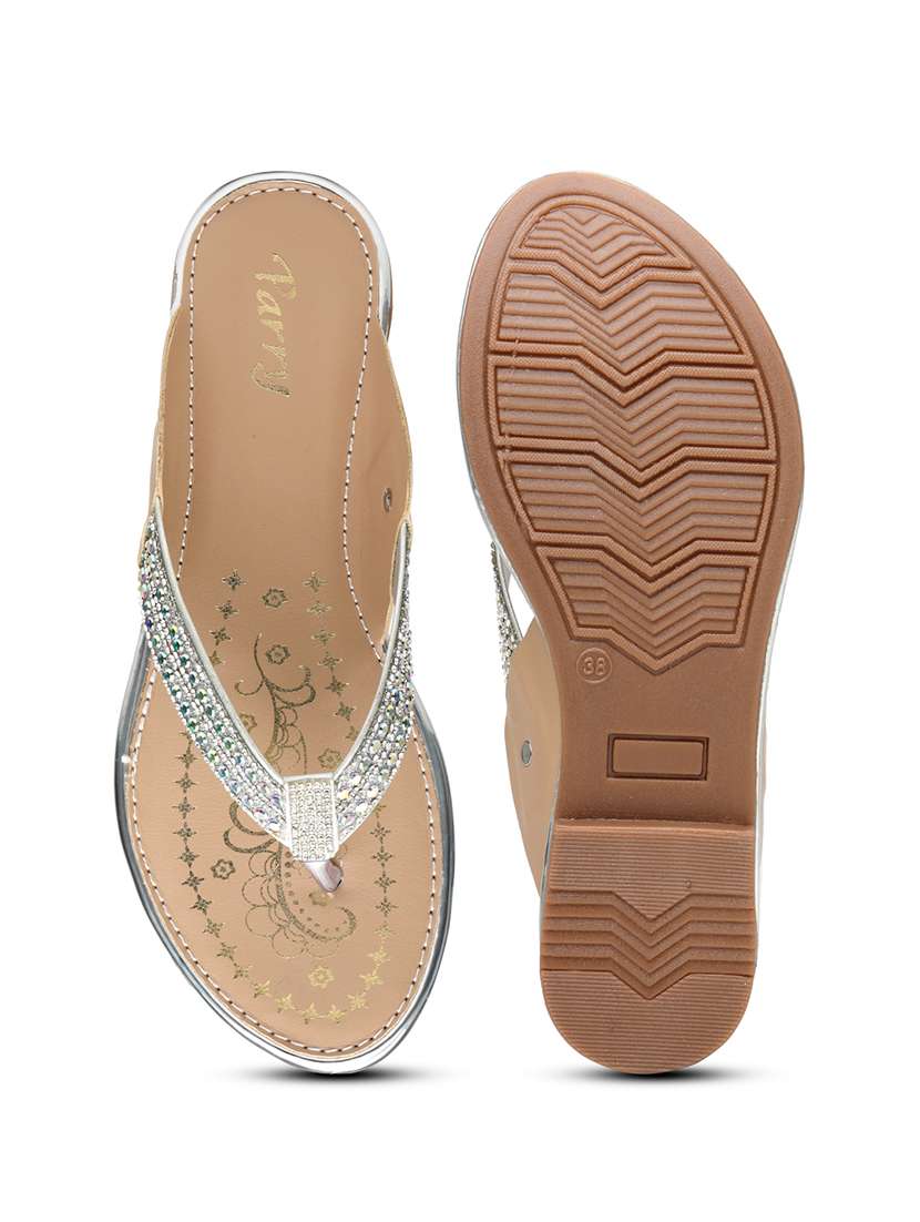 women embellished toe separator flats - 22572219 -  Standard Image - 4