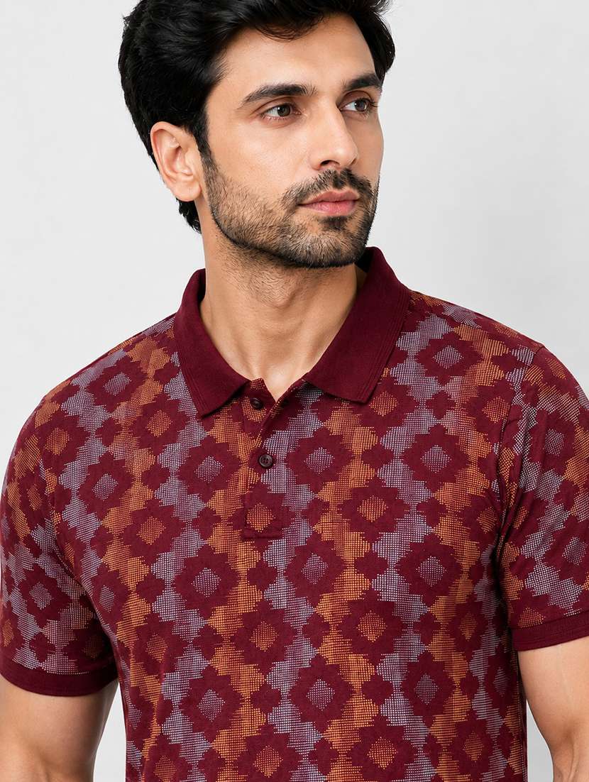 men printed short sleeves polo t-shirt - 22572620 -  Standard Image - 1