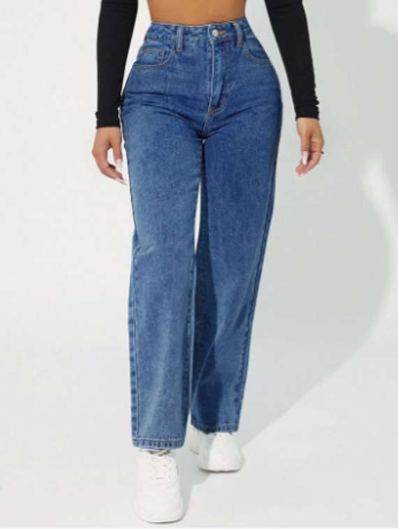 women washed high rise straight jeans - 22573042 -  Standard Image - 1