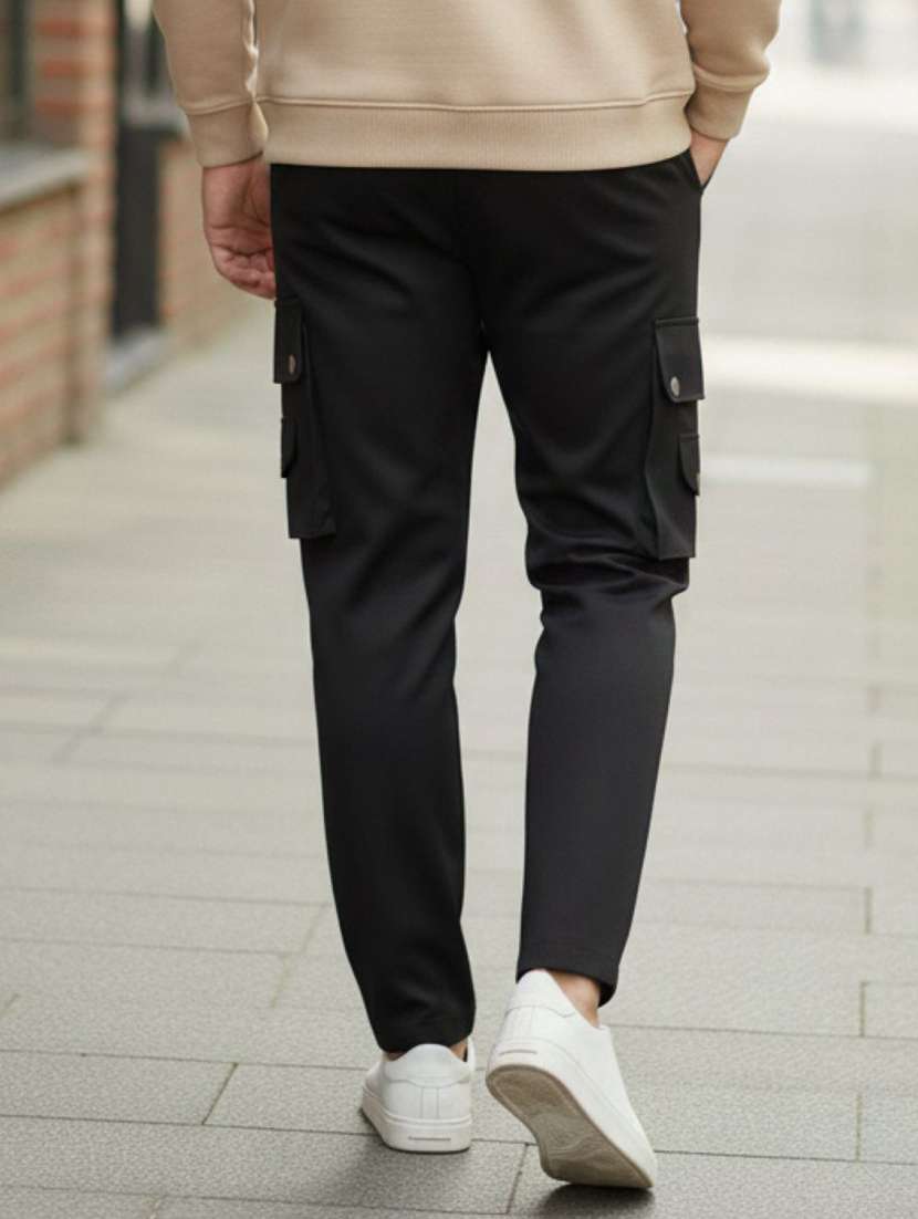men solid mid rise cargo pant - 22573071 -  Standard Image - 1