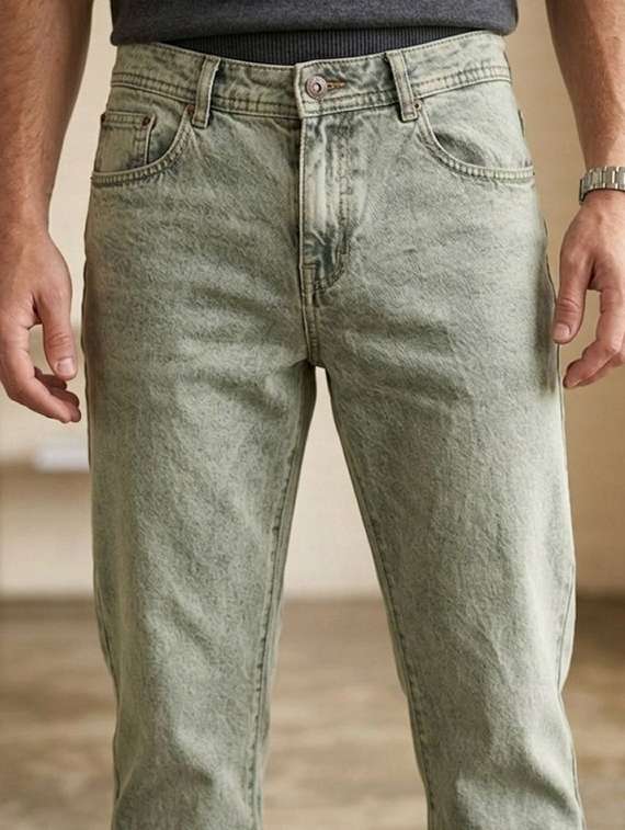 men washed mid rise straight jeans - 22573135 -  Standard Image - 1