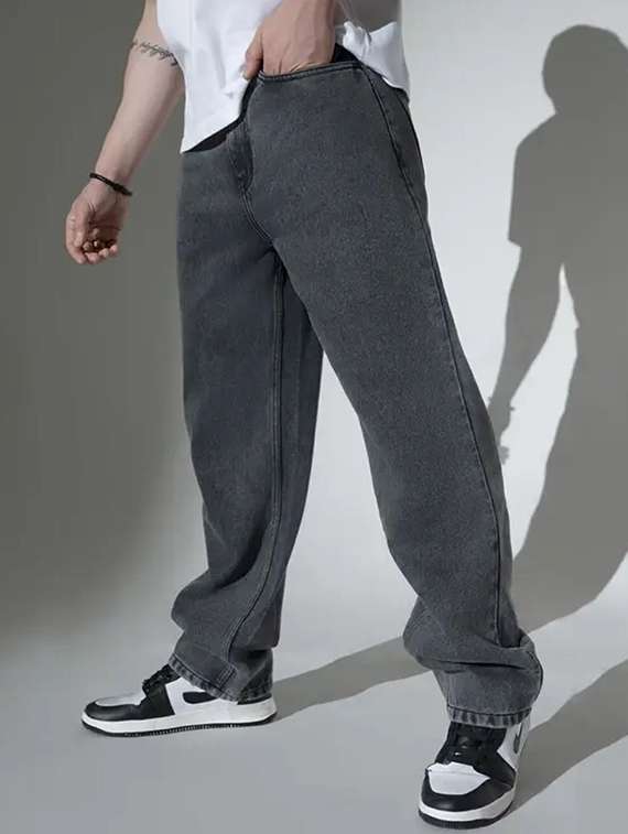 men washed mid rise baggy jeans - 22573185 -  Standard Image - 1
