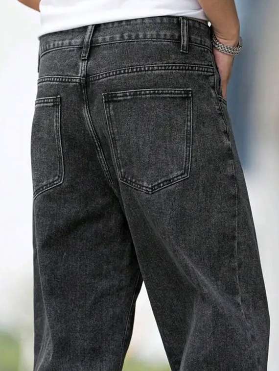 men washed mid rise straight jeans - 22573186 -  Standard Image - 1