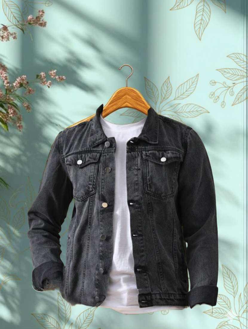 men washed long sleeves denim jacket - 22573193 -  Standard Image - 1