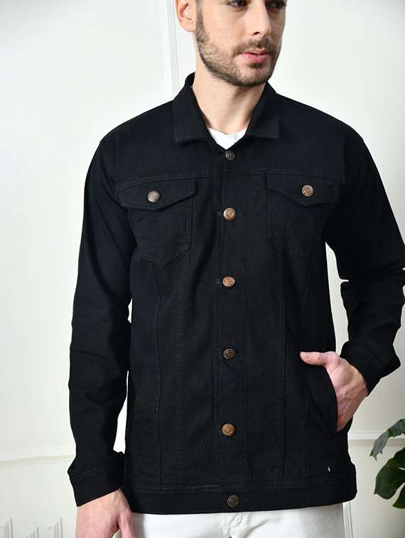 Men Solid Long Sleeves Denim Jacket - 22573194 -  Standard Image - 1