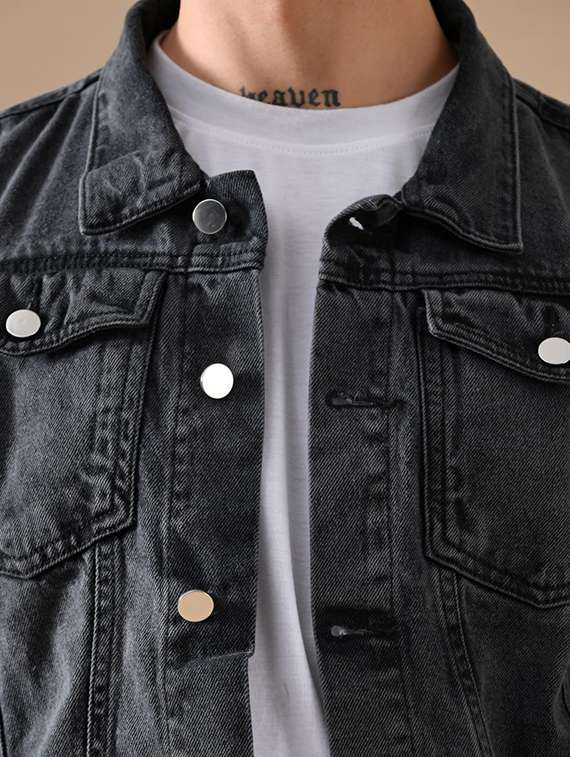 men washed long sleeves denim jacket - 22573196 -  Standard Image - 1