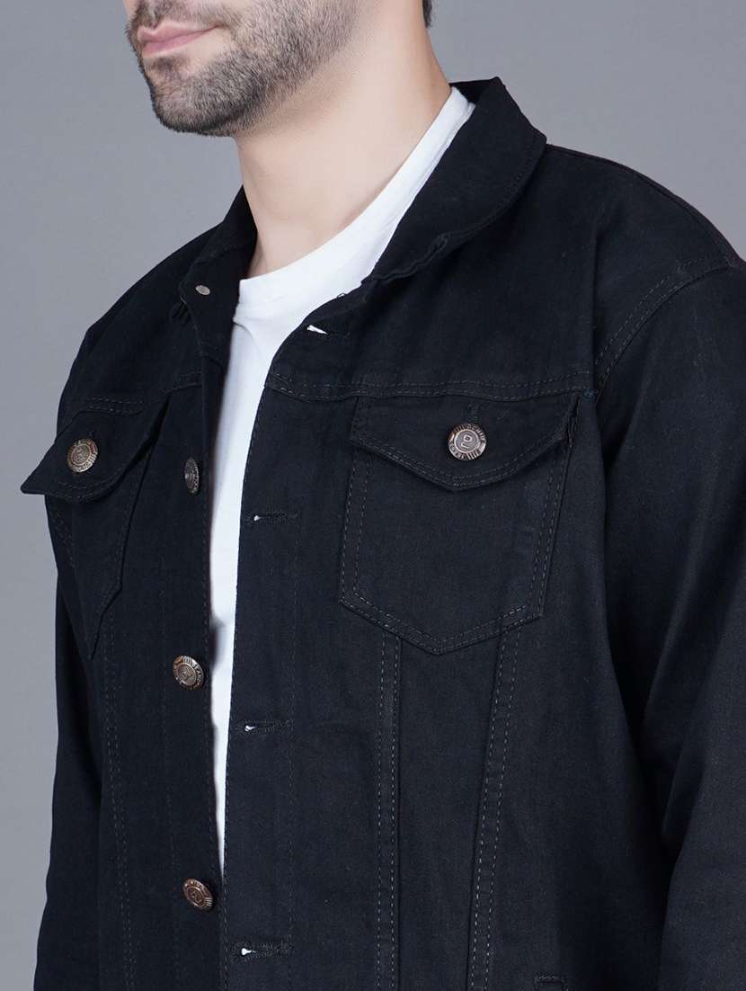 men solid long sleeves denim jacket - 22573220 -  Standard Image - 1