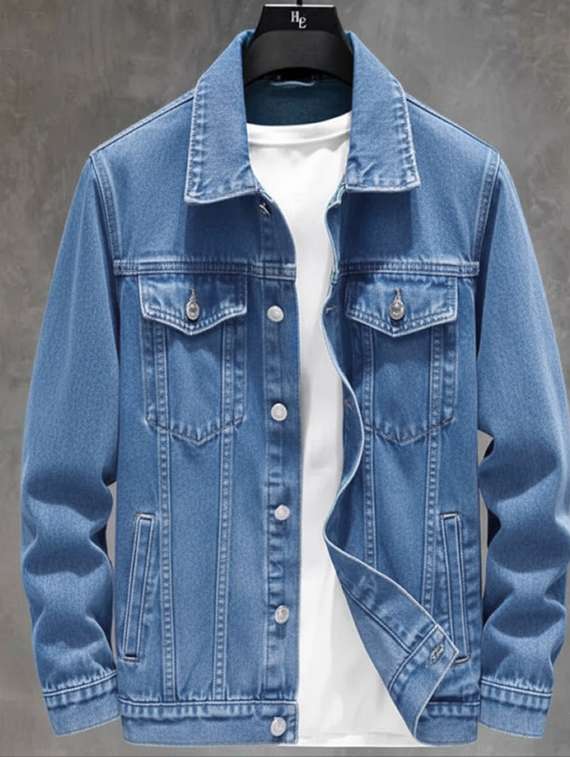 Men Solid Long Sleeves Denim Jacket - 22573244 -  Standard Image - 1