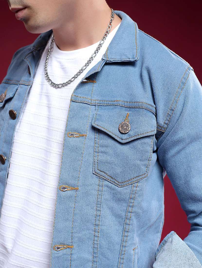 men solid long sleeves denim jacket - 22573284 -  Standard Image - 1
