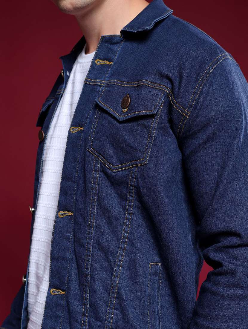 men solid long sleeves denim jacket - 22573286 -  Standard Image - 1