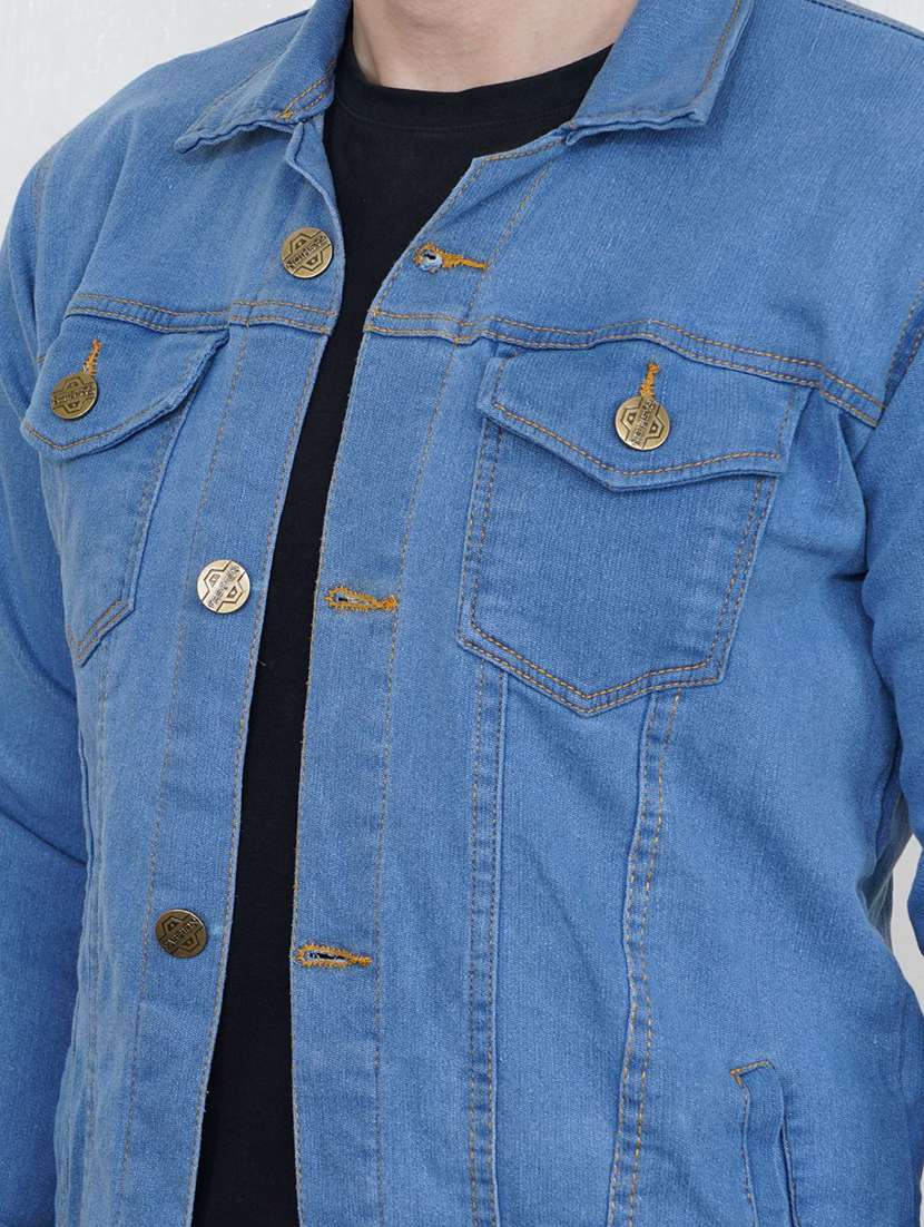men solid long sleeves denim jacket - 22573287 -  Standard Image - 1