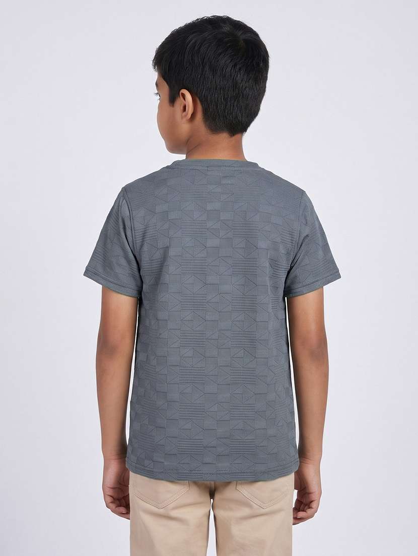Boys Self Design Short Sleeves Regular Fit T-shirt - 22573851 -  Standard Image - 1