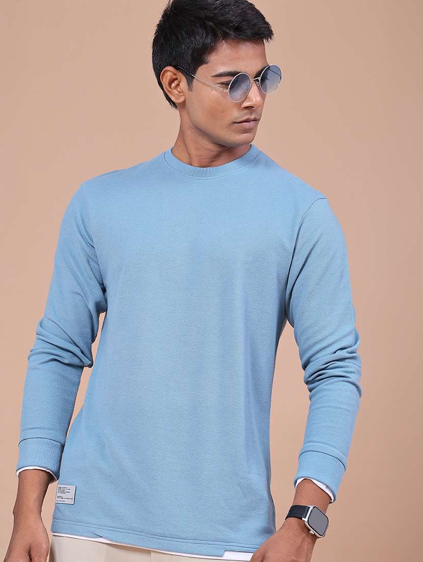 men solid long sleeves regular fit sweatshirt