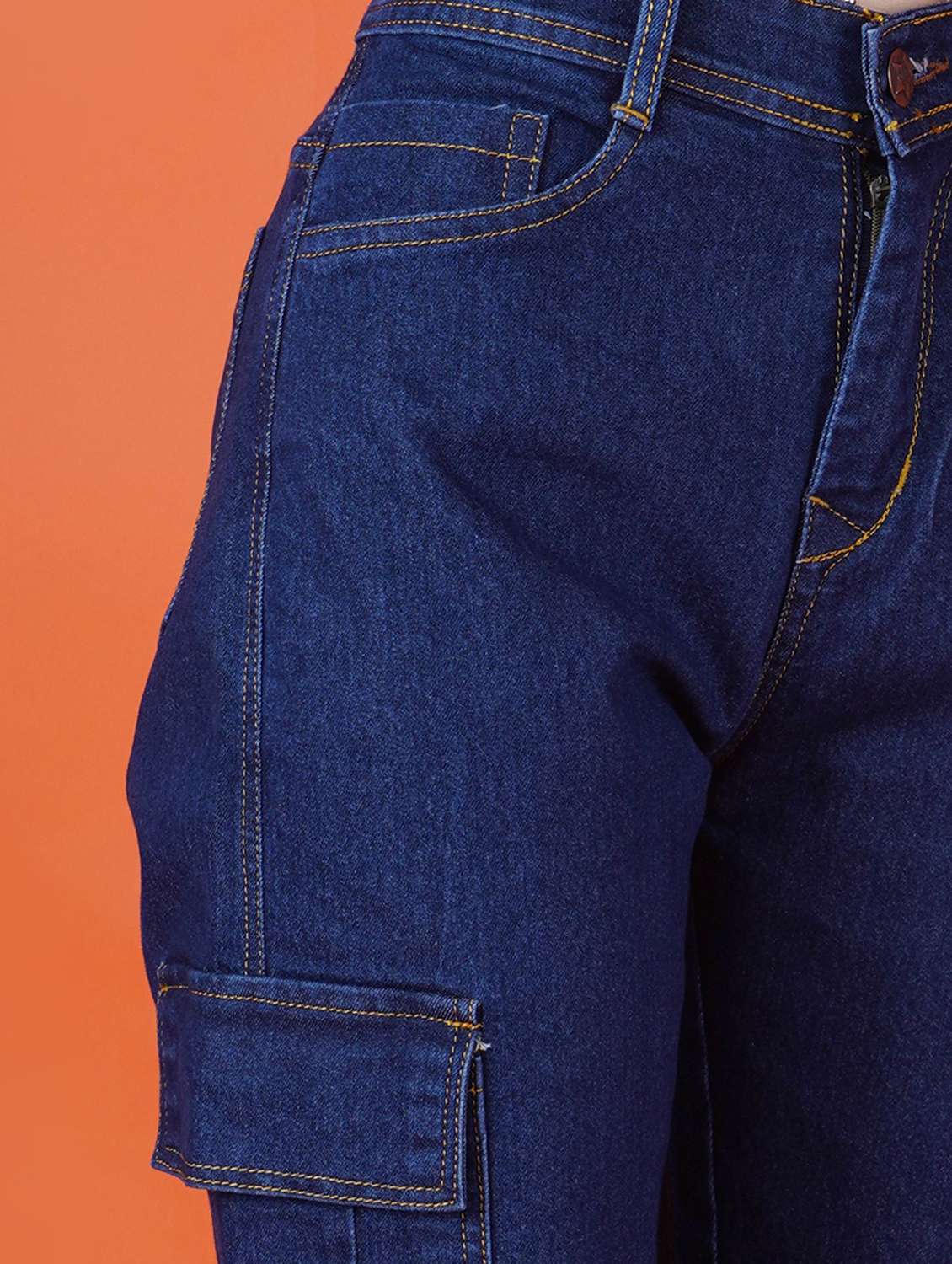 women solid mid rise regular fit cargo jeans - 22575168 -  Standard Image - 1