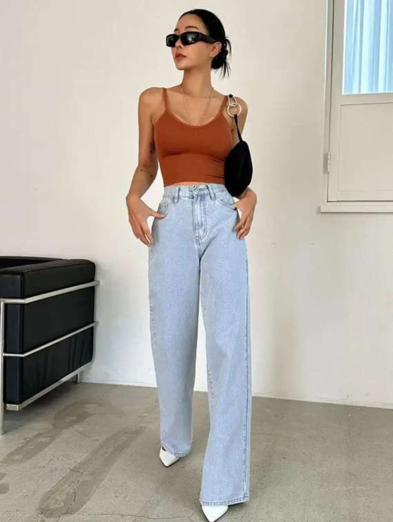 Women Washed Mid Rise Wide Leg Jeans - 22575227 -  Standard Image - 4