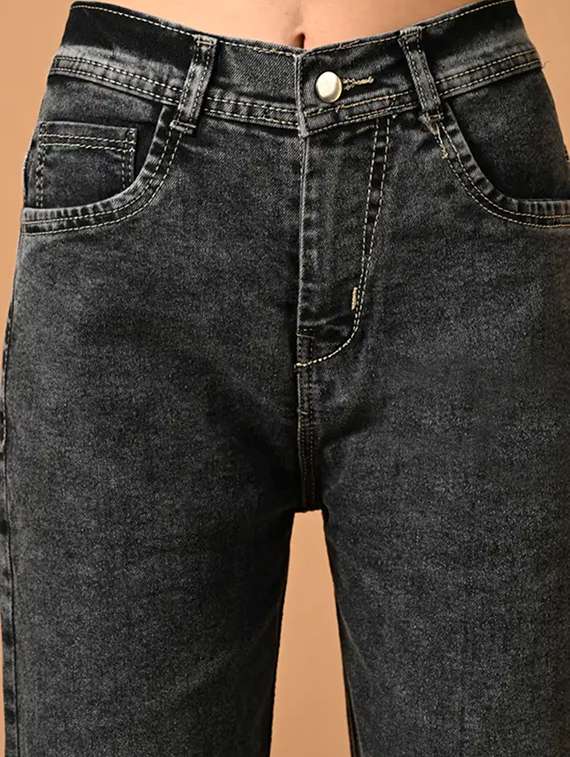 women washed mid rise straight jeans - 22575241 -  Standard Image - 1