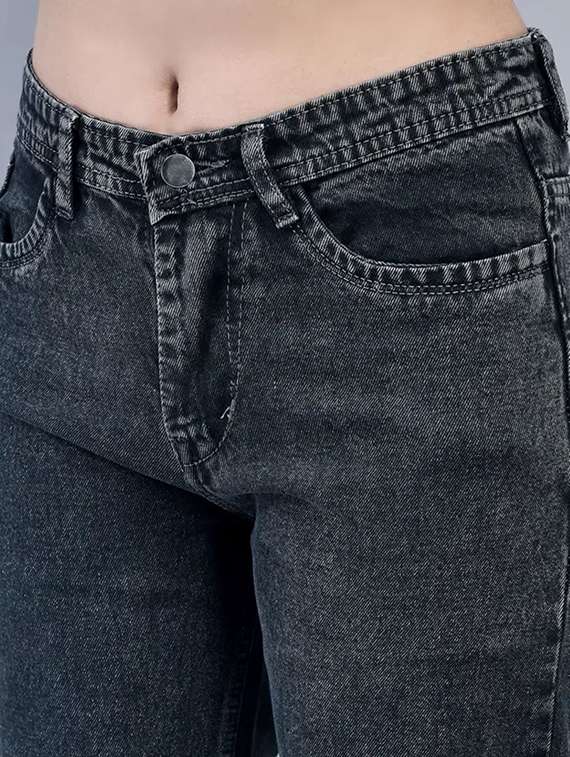 women washed mid rise straight jeans - 22575404 -  Standard Image - 1