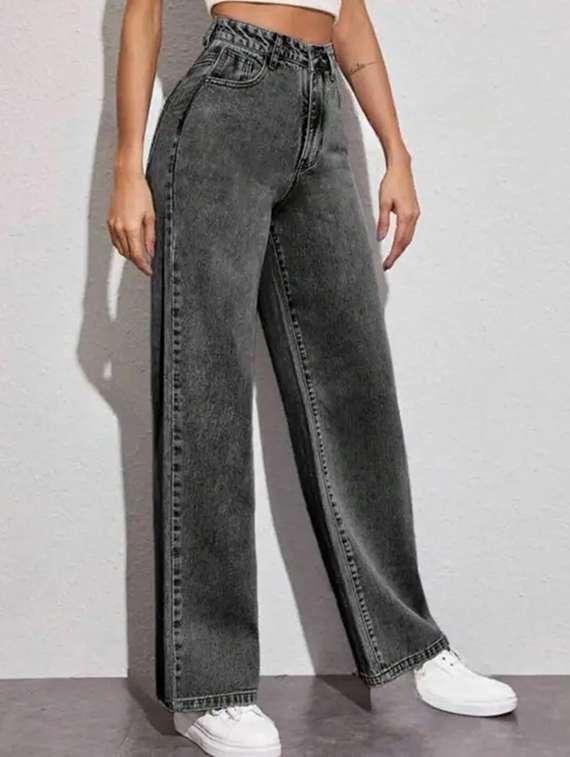 women washed high rise wide leg jeans - 22575435 -  Standard Image - 1