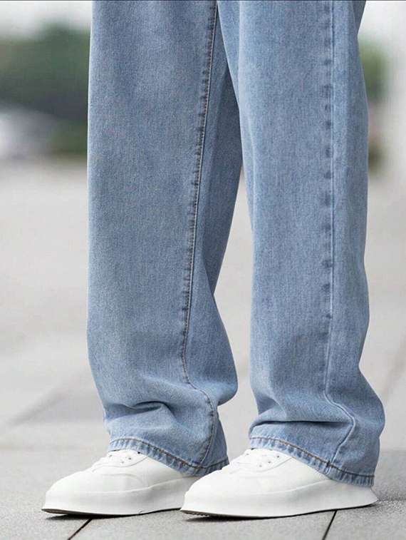 men washed mid rise baggy jeans - 22575491 -  Standard Image - 1