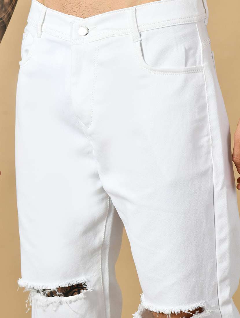 men slashed knee mid rise straight jeans - 22575551 -  Standard Image - 1