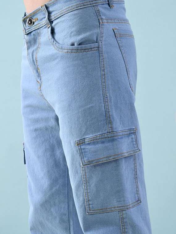 men solid mid rise cargo jeans - 22575565 -  Standard Image - 1