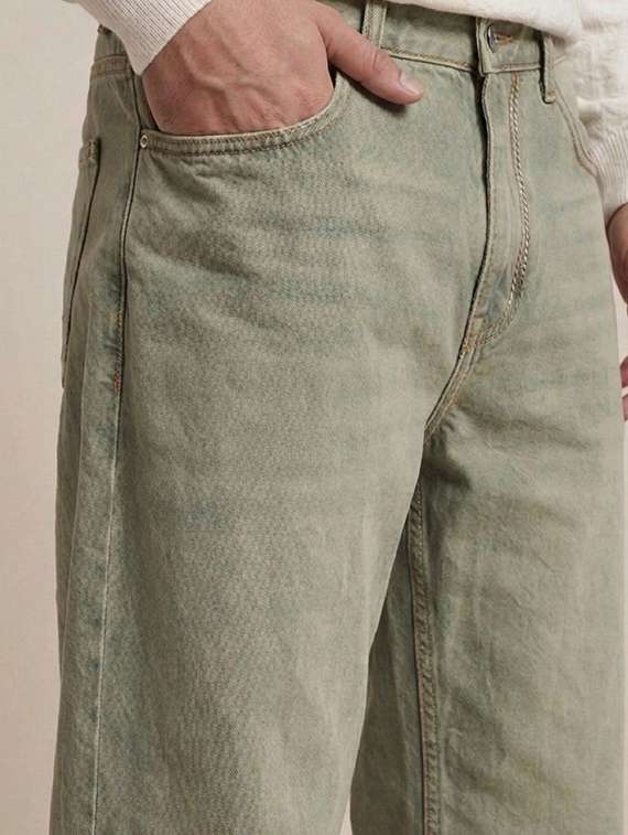 men washed mid rise straight jeans - 22575754 -  Standard Image - 1