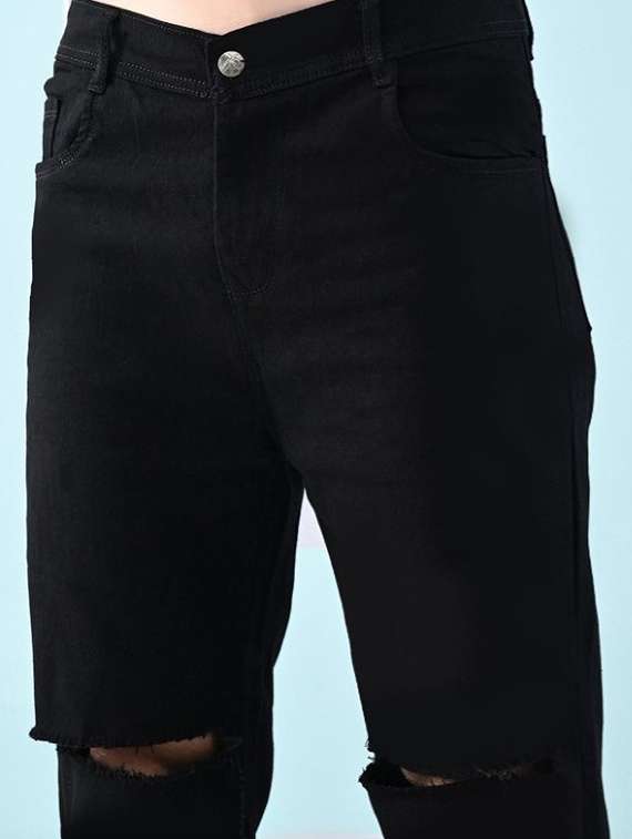 men slashed knee mid rise straight jeans - 22575823 -  Standard Image - 1