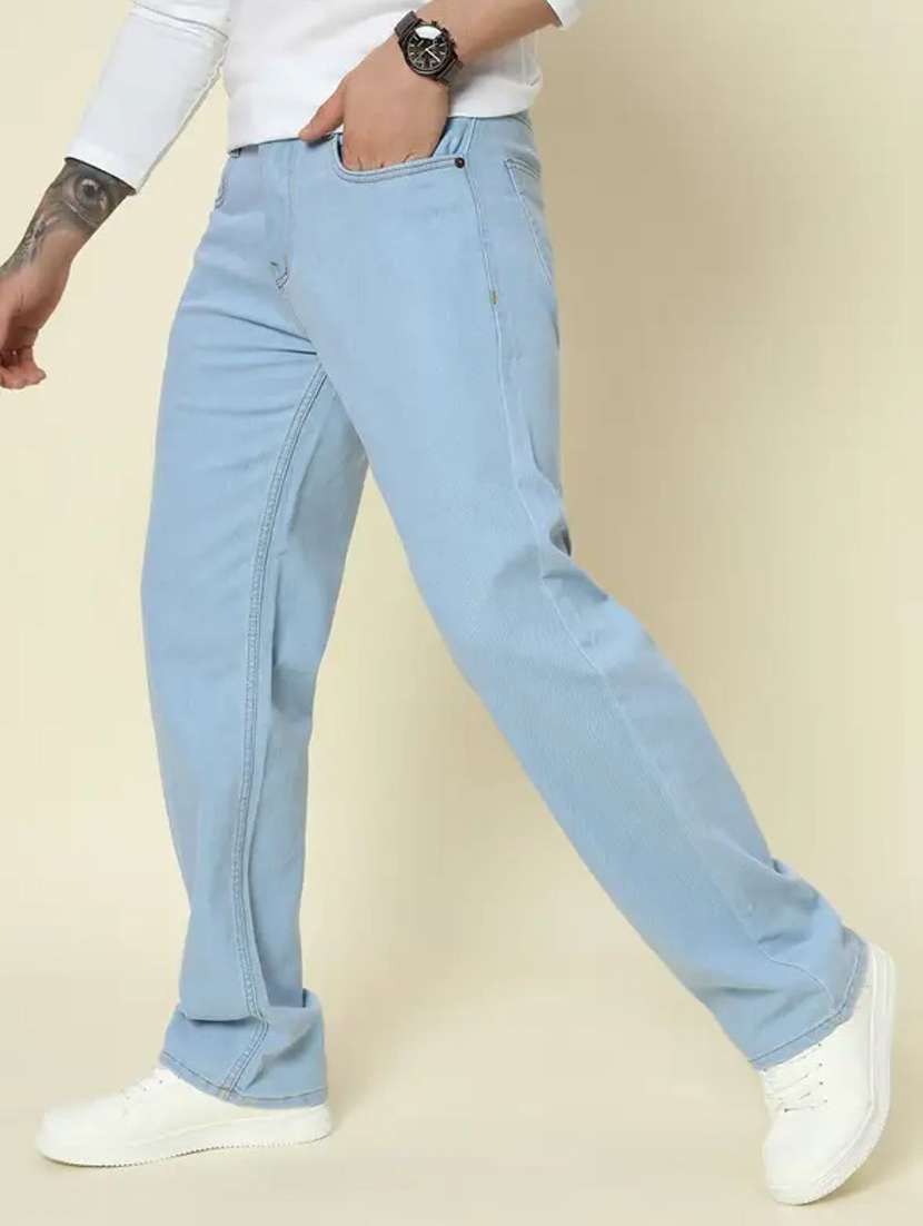 men solid mid rise straight jeans - 22575920 -  Standard Image - 1