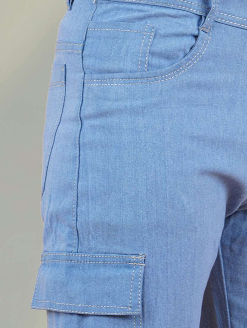 men solid mid rise regular fit cargo jeans - 22575954 -  Standard Image - 1