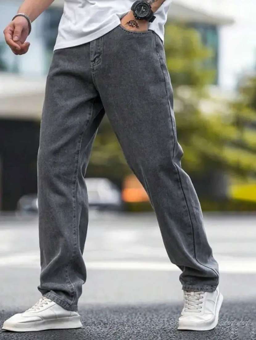 men washed mid rise straight jeans - 22576011 -  Standard Image - 1