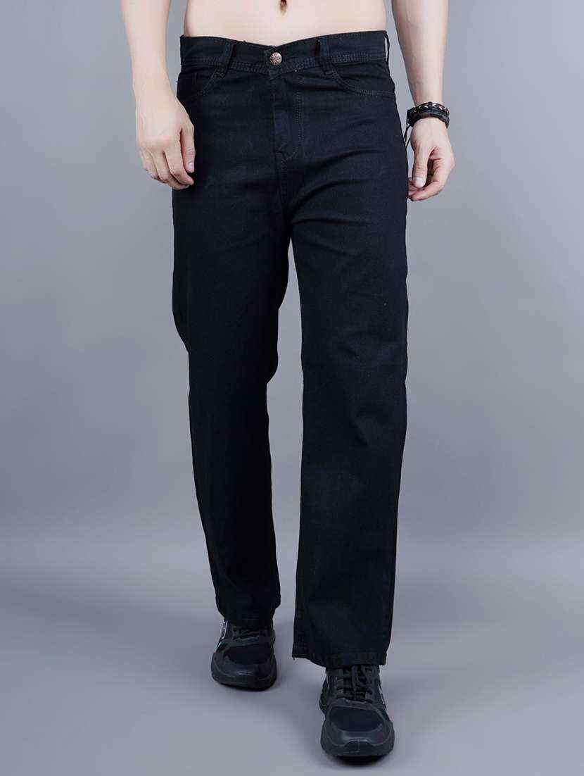 men solid mid rise straight jeans