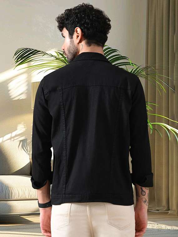 men solid long sleeves regular fit denim jacket - 22576083 -  Standard Image - 1