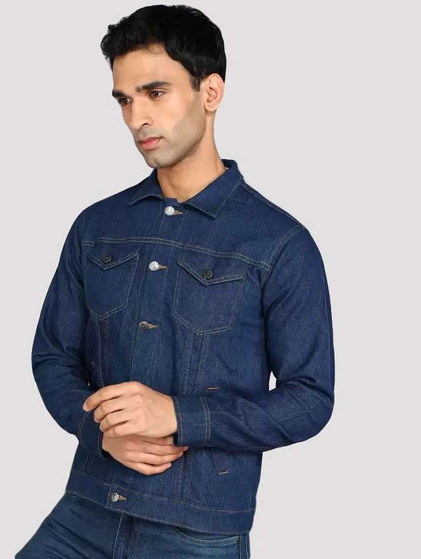 Men Solid Long Sleeves Regular Fit Denim Jacket - 22576101 -  Standard Image - 1