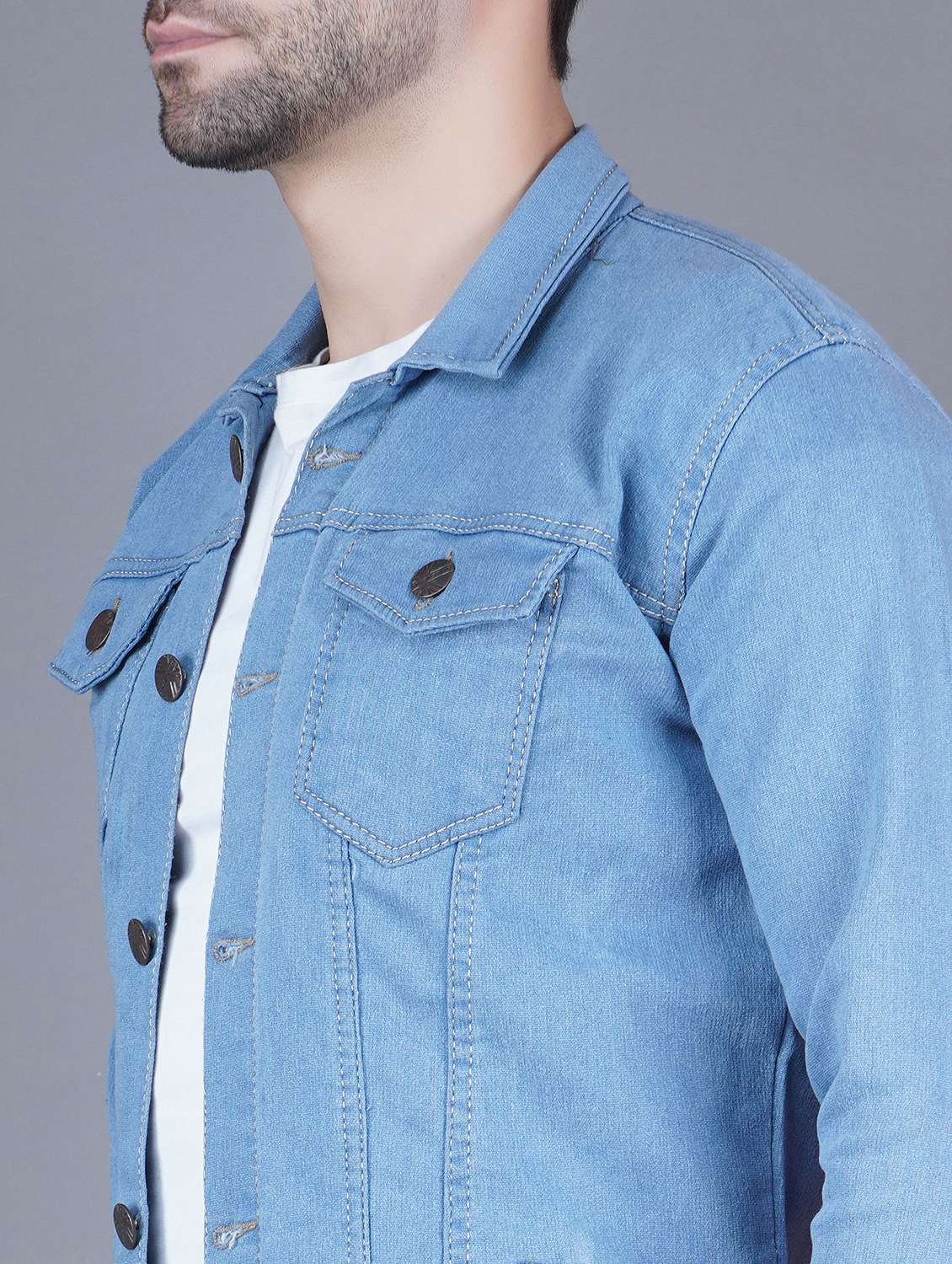 men solid long sleeves regular fit denim jacket - 22576102 -  Standard Image - 1