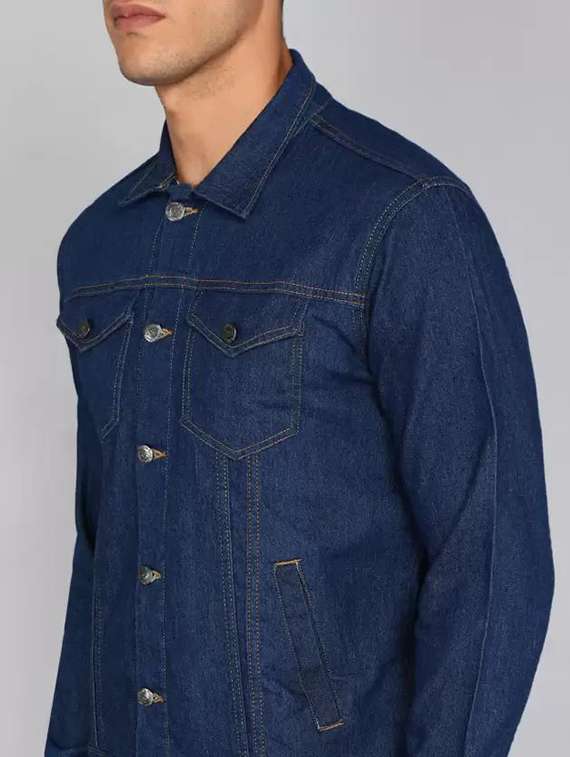 Men Solid Long Sleeves Denim Jacket - 22576125 -  Standard Image - 1