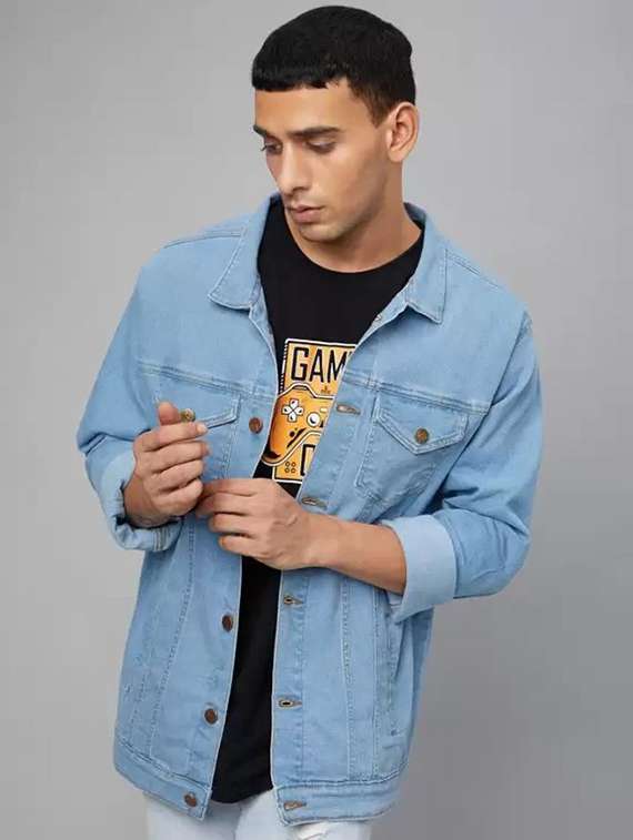 Men Solid Long Sleeves Denim Jacket - 22576133 -  Standard Image - 1