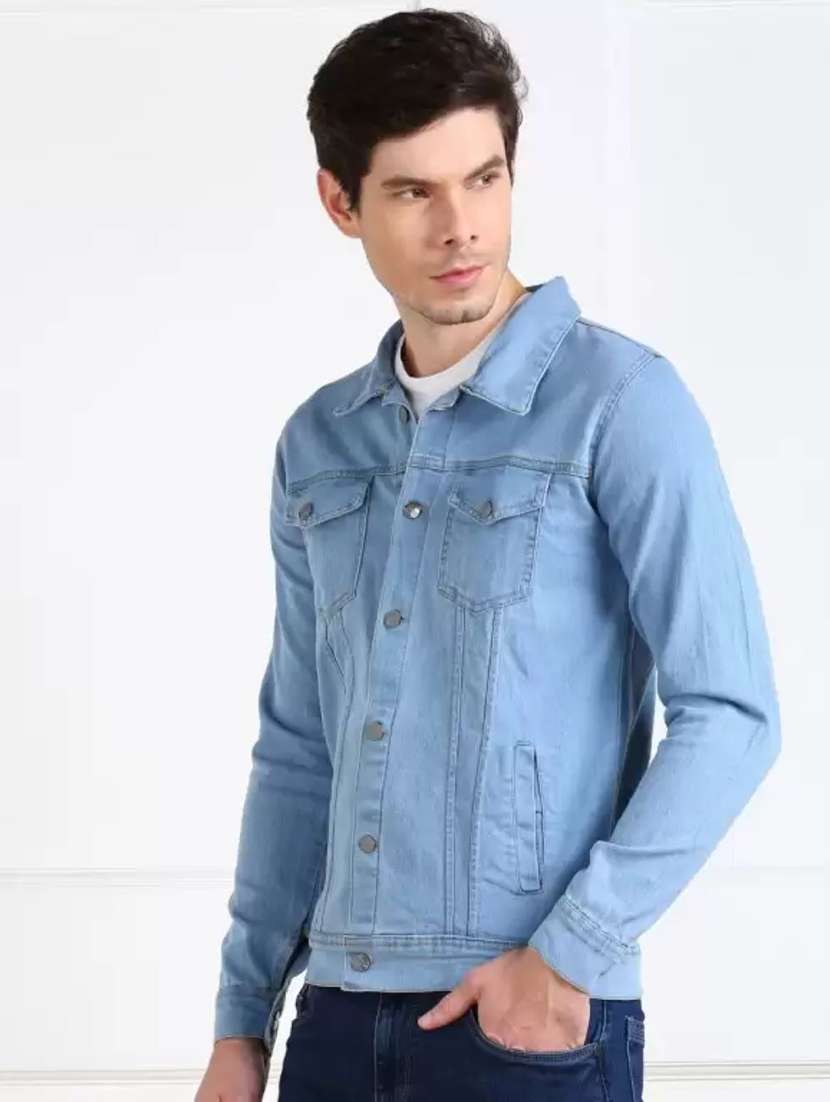 Men Solid Long Sleeves Denim Jacket - 22576134 -  Standard Image - 1