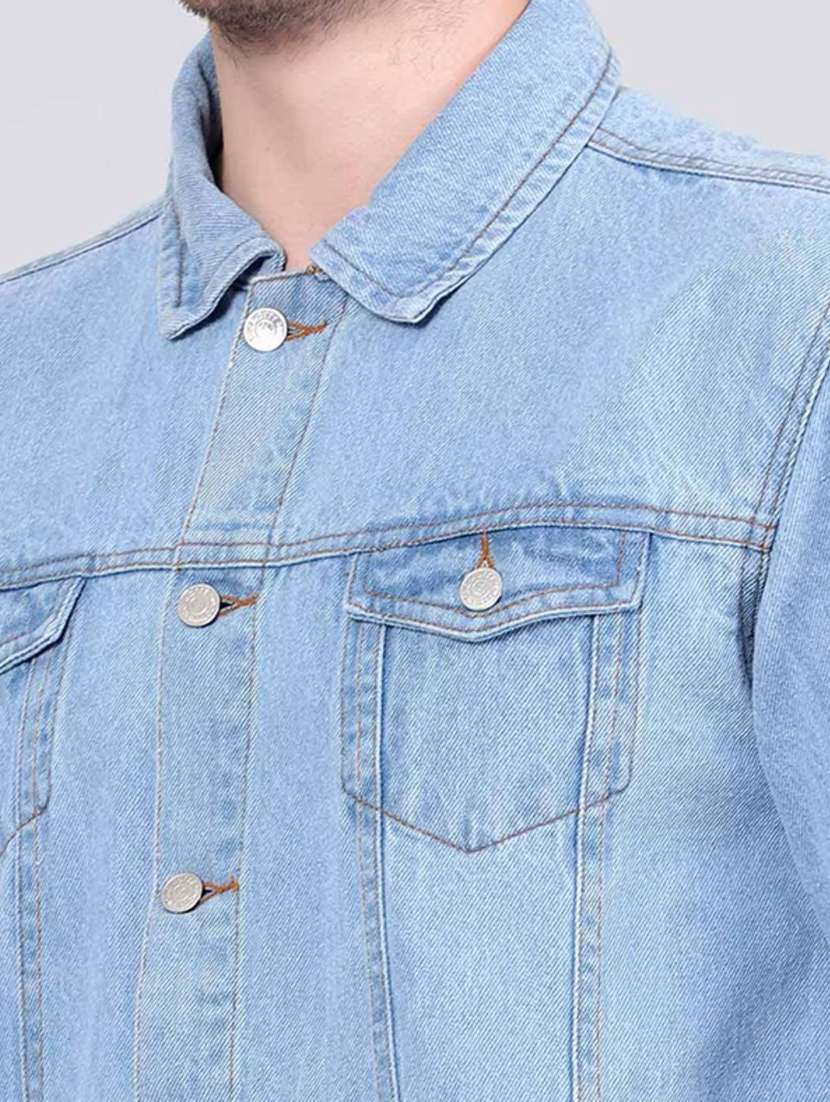 men washed long sleeves denim jacket - 22576208 -  Standard Image - 1