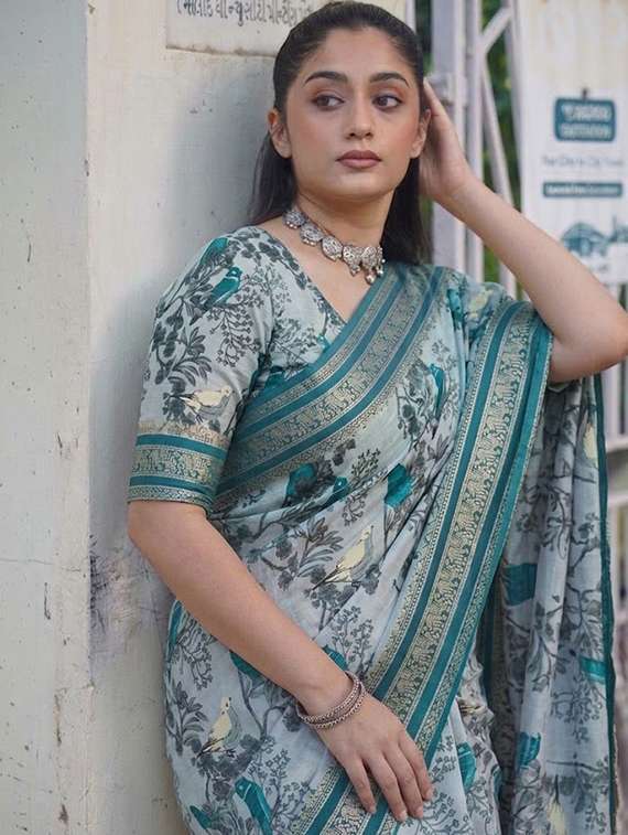 women printed bordered saree with blouse - 22576651 -  Standard Image - 1
