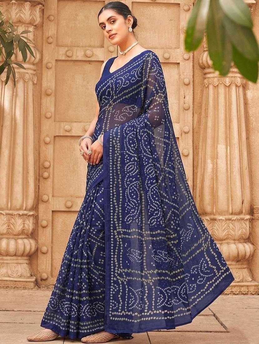 women bandhani printed saree with blouse - 22576701 -  Standard Image - 1