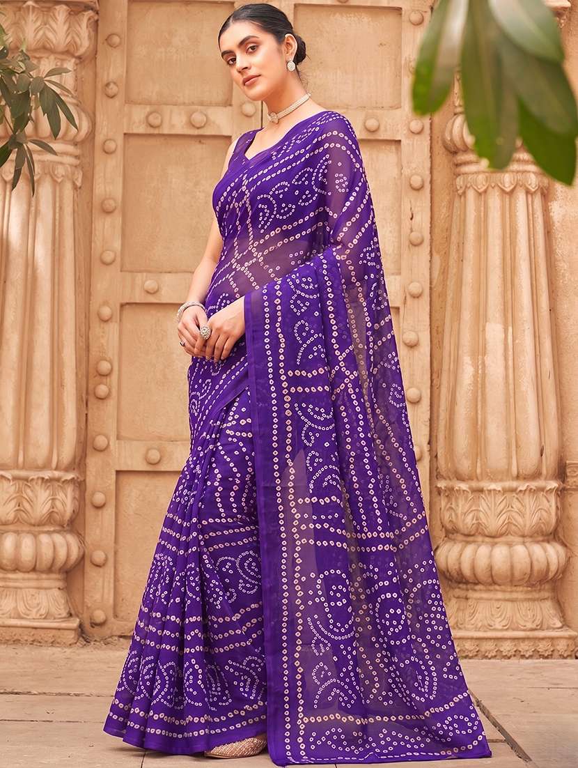 women bandhani printed saree with blouse - 22576702 -  Standard Image - 1