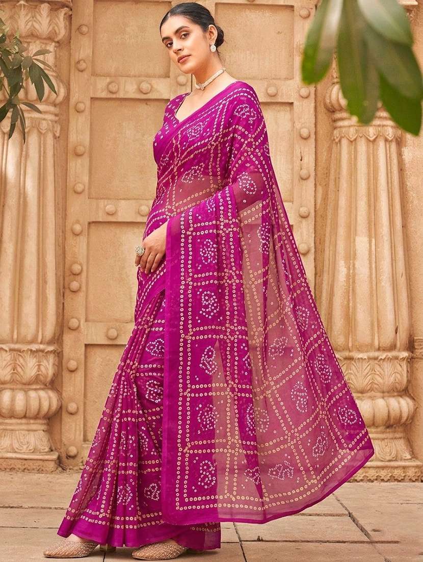 women bandhani printed saree with blouse - 22576703 -  Standard Image - 1