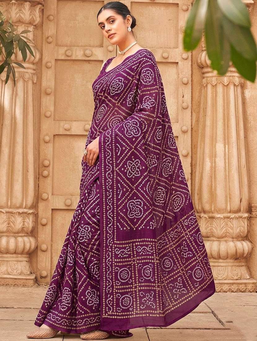 women bandhani printed saree with blouse - 22576705 -  Standard Image - 1