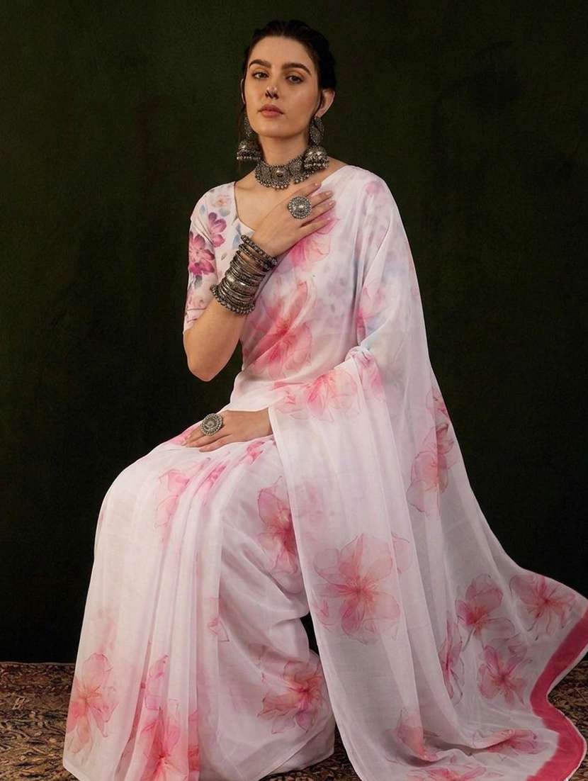 women printed casual wear saree with blouse - 22576719 -  Standard Image - 1