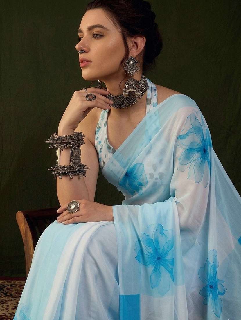 women printed casual wear saree with blouse - 22576720 -  Standard Image - 1