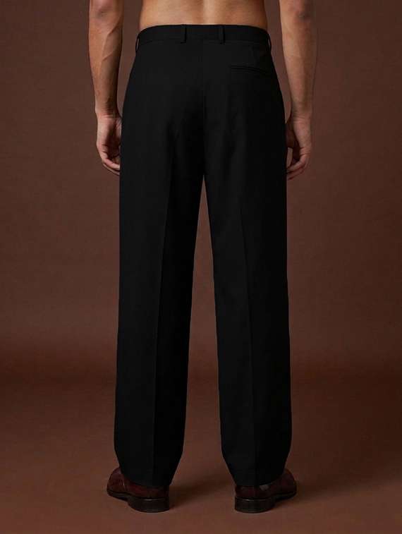 Men Solid Mid Rise Flat Front Trouser - 22576806 -  Standard Image - 4