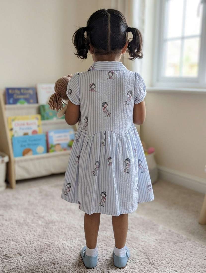 girls printed collared neck frock - 22576816 -  Standard Image - 1